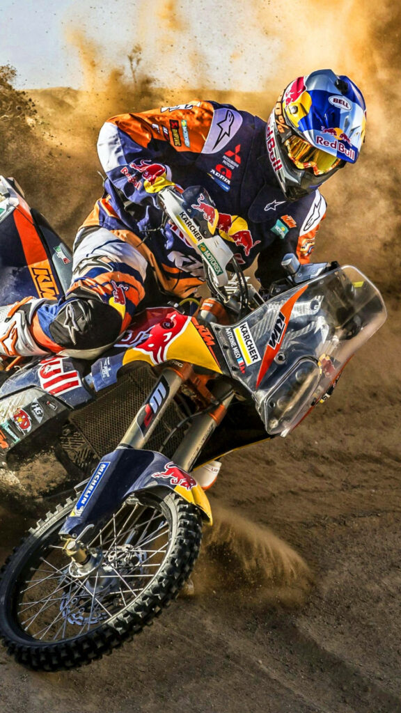 Dynamic KTM Motocross Wallpaper: Bold Colors & Action-Packed Design