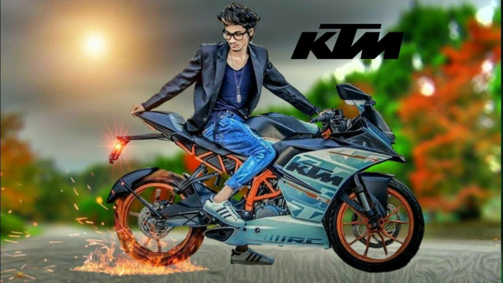 Fierce KTM RC 390 Wallpaper: Speed, Flames & Bold Style!