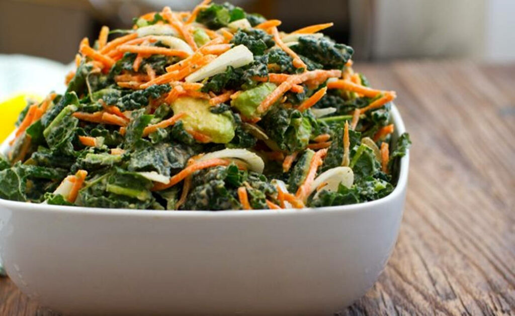 Vibrant Kale Avocado Salad: Fresh, Healthy Wallpaper Background