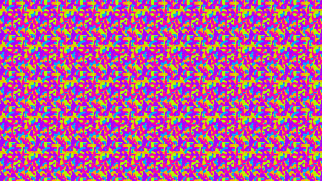Colorful Funky Abstract Camouflage: A Vibrant Kaleidoscope of Violet, Yellow, Blue, and Orange Wallpaper