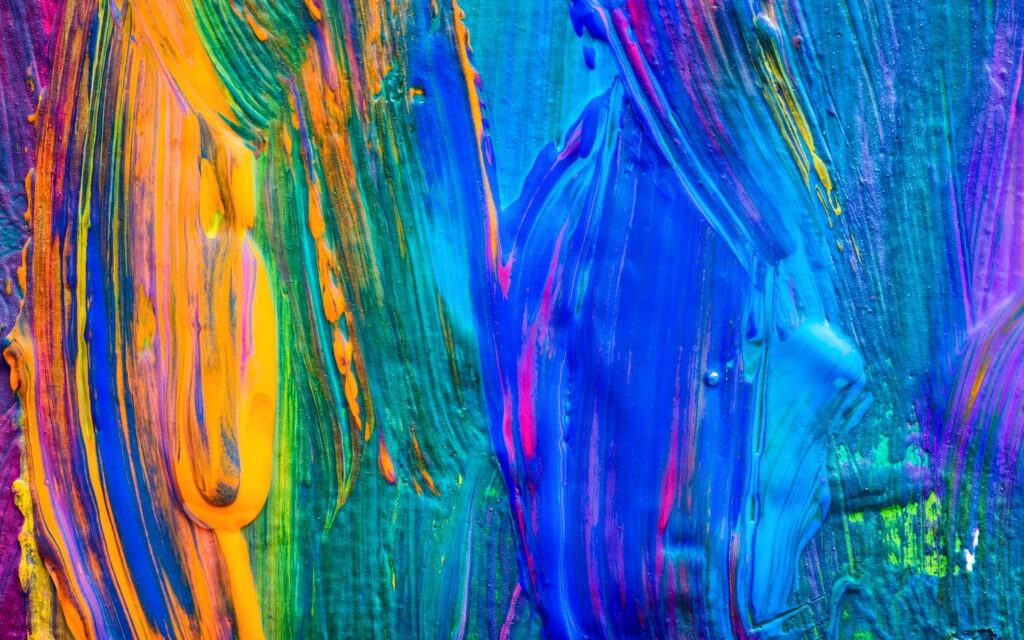 Vibrant Kaleidoscope: Captivating Oil Paint Macro with Colorful Wavy Background Wallpaper