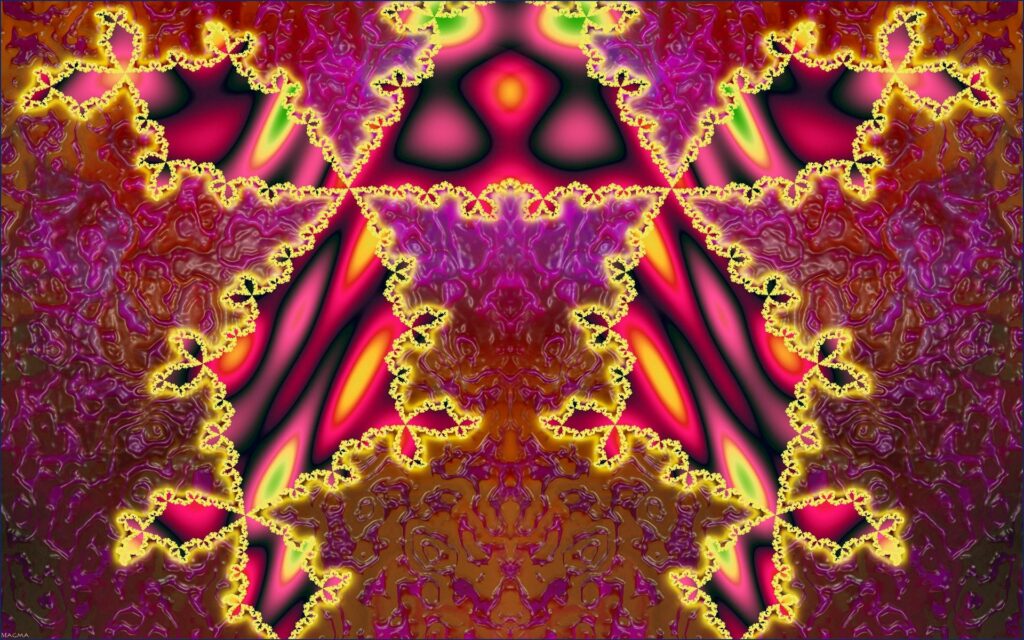 Intricate Kaleidoscope Wallpaper - Red, Pink & Yellow Background Design