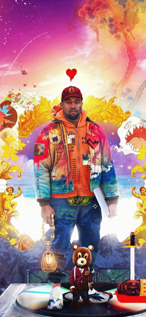 Colorful Kanye West Android Wallpaper: Artistic Surreal Background