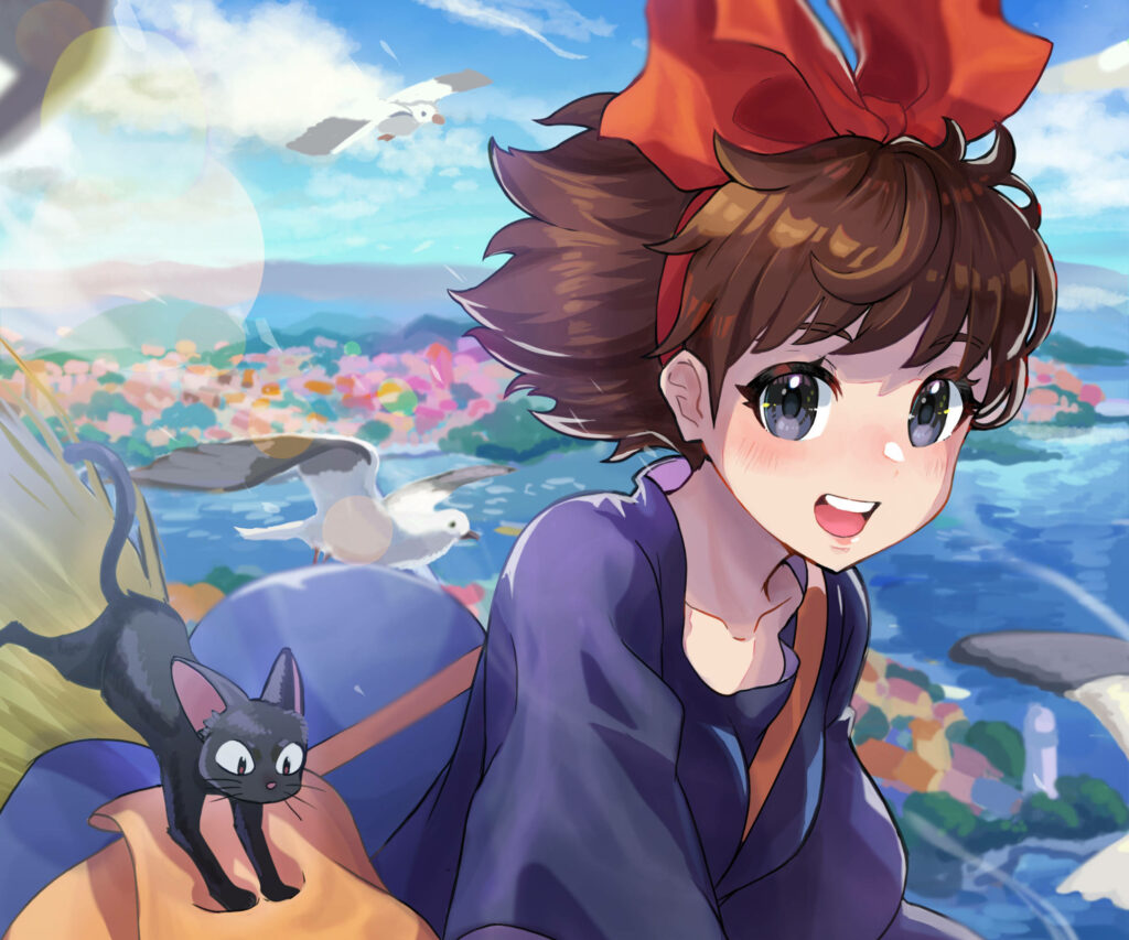 Vibrant Kiki's Delivery Service Wallpaper with Kiki & Jiji