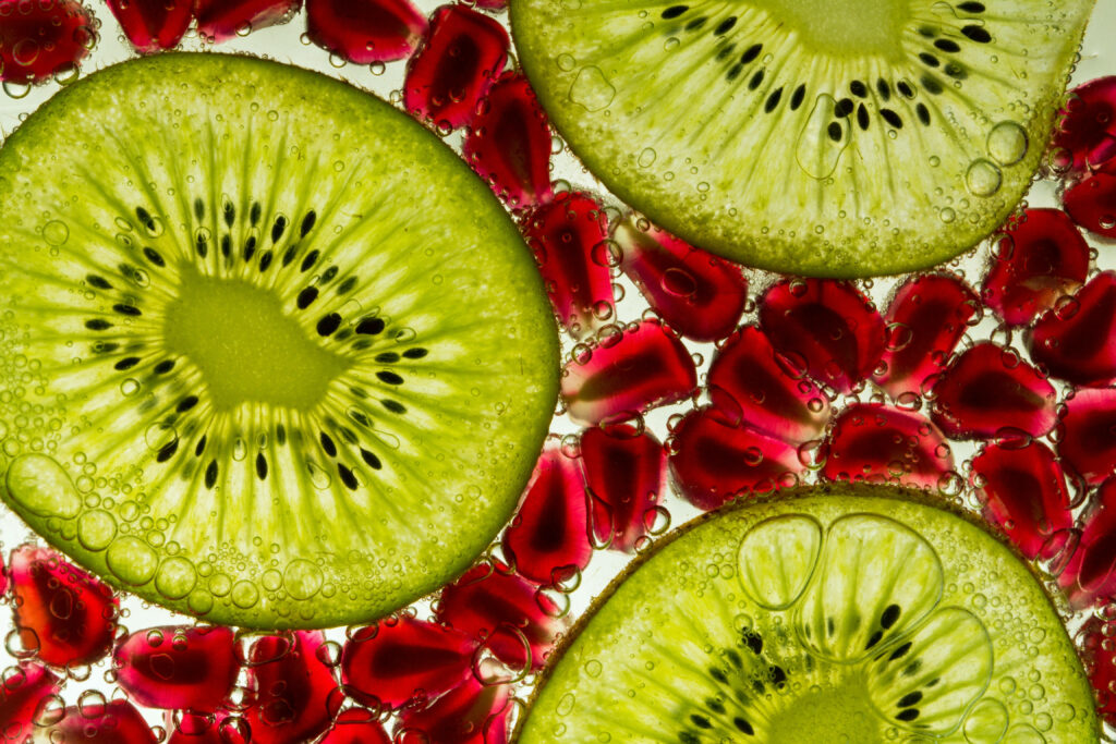 Vibrant Kiwi & Pomegranate Macro Wallpaper - Colorful Background