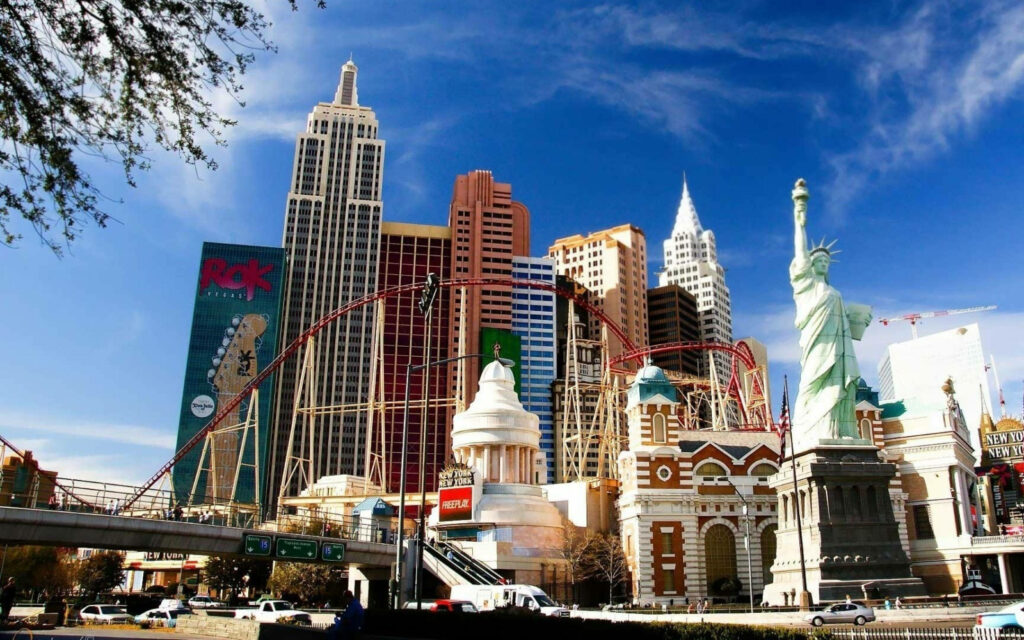 Vibrant Las Vegas Cityscape Wallpaper with Iconic Architecture