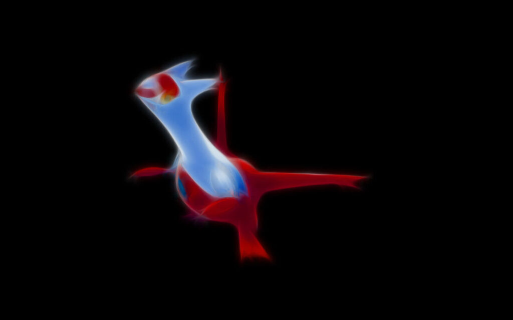 Vibrant Latias Wallpaper: Abstract Graphic Design on Black Background