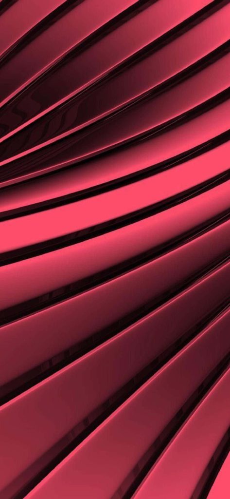 Modern abstract wallpaper with vibrant light red 3D curved stripes and smooth gradient shadows