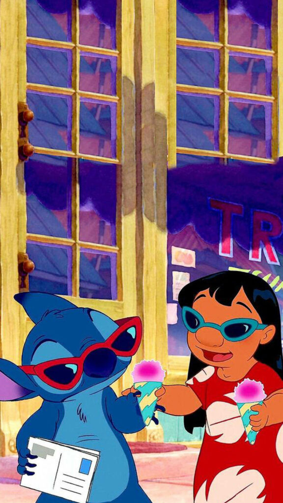 Cheerful Lilo and Stitch Ice Cream Wallpaper - Colorful Adventure