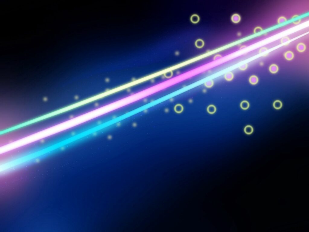 Vibrant Lines & Glowing Circles on Deep Blue Background Wallpaper