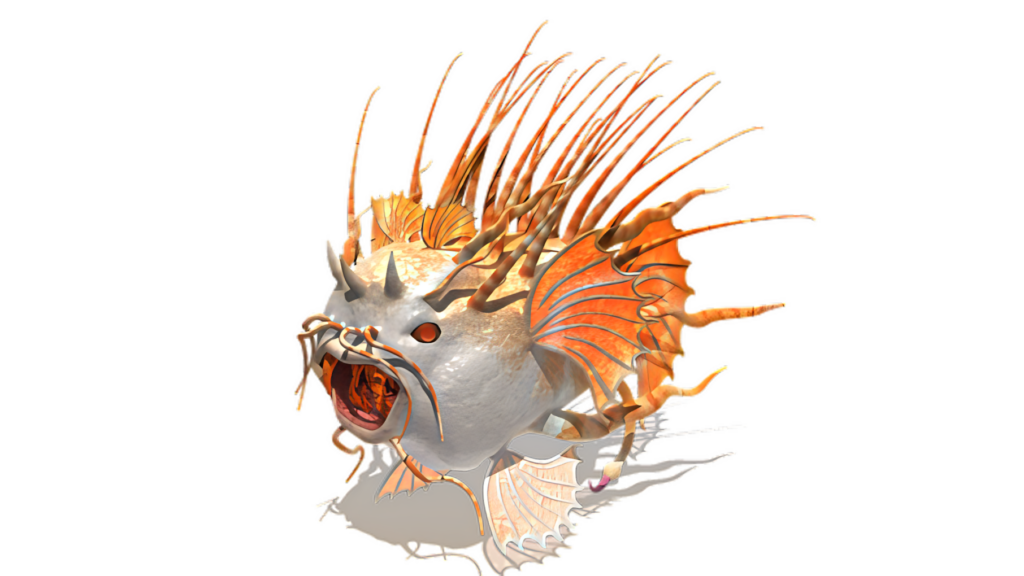 Vibrant Lionfish Illustration on Black Background - Intricate Details Wallpaper