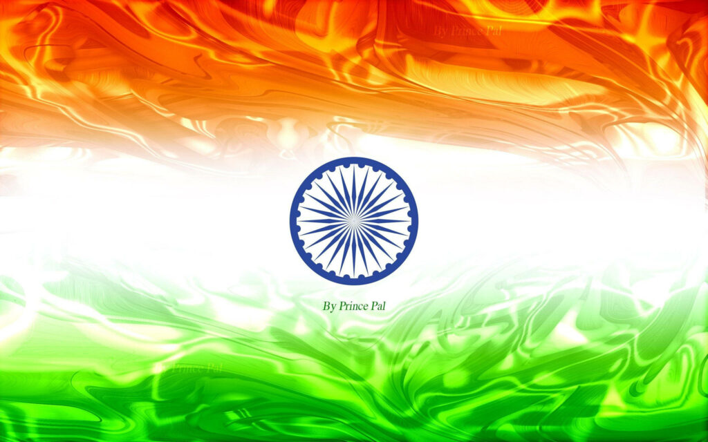 Vibrant Liquid Marble HD Wallpaper of Indian Flag with Ashoka Chakra