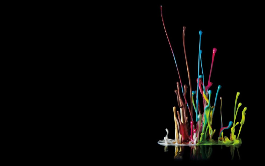 Vibrant Liquid Splashes Wallpaper on Black Background - 1920x1200