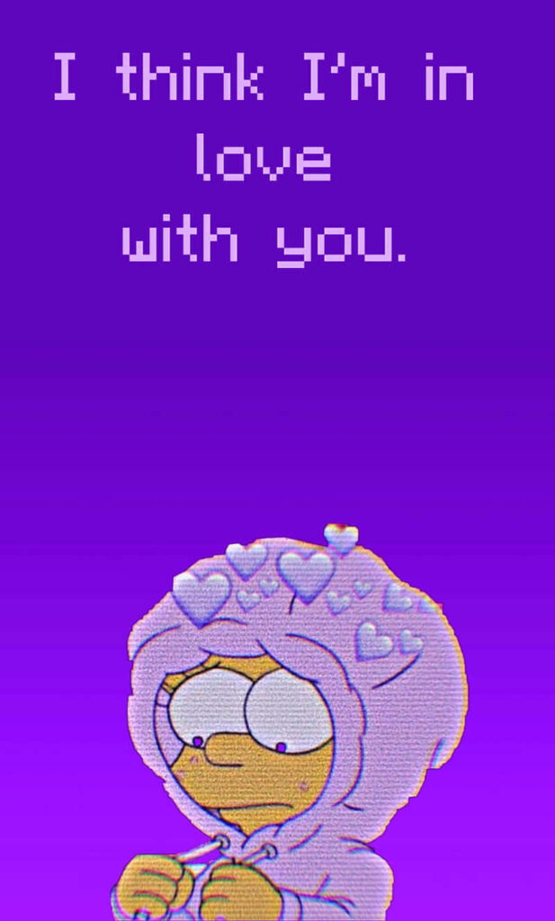 Sad Lisa Simpson Hoodie Wallpaper with Hearts & Love Quote