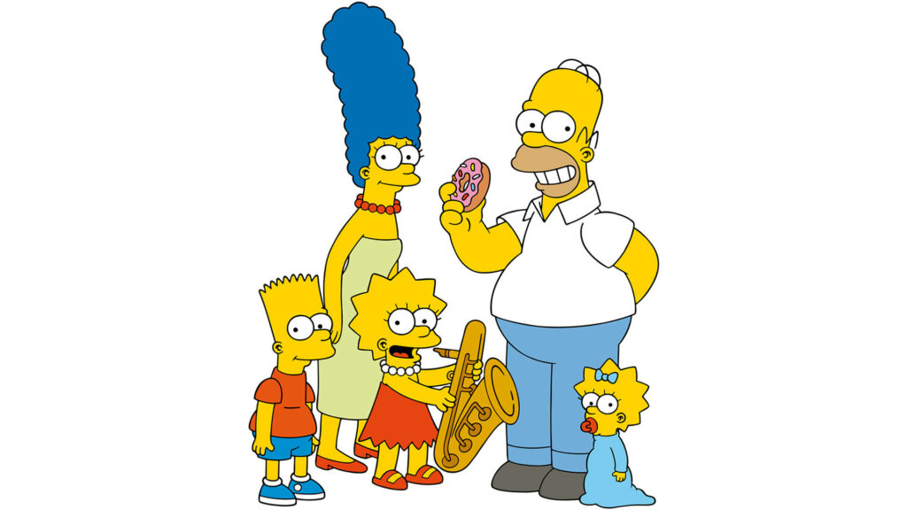 Vibrant Lisa Simpson Saxophone Wallpaper with Iconic Family Background