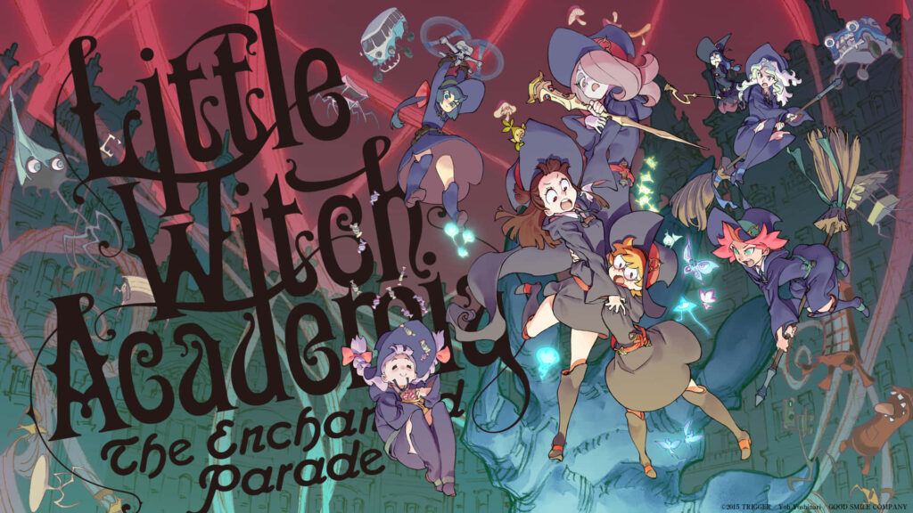 Vibrant Little Witch Academia Wallpaper: Magical Scene of Young Witches