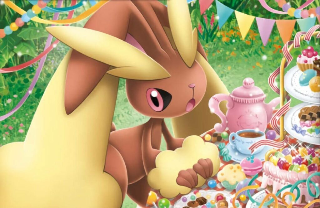 Colorful Easter Party Wallpaper: Lopunny Amid Sweets & Decorations