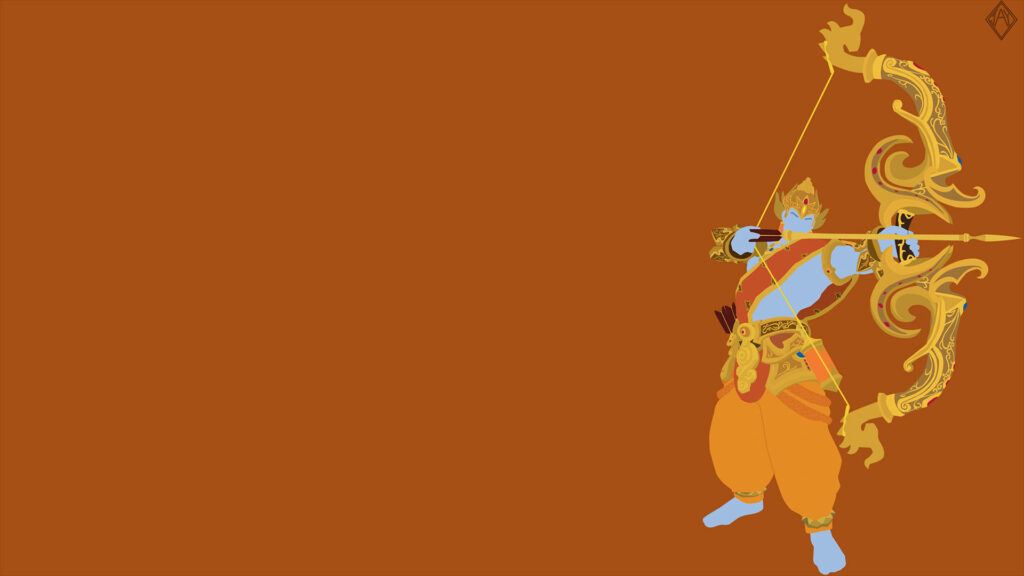 Vibrant Lord Rama Vector Art Wallpaper - Divine Hindu Design