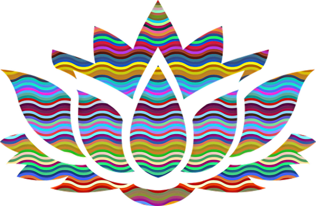 Vibrant Lotus Flower Wallpaper with Colorful Wavy Patterns