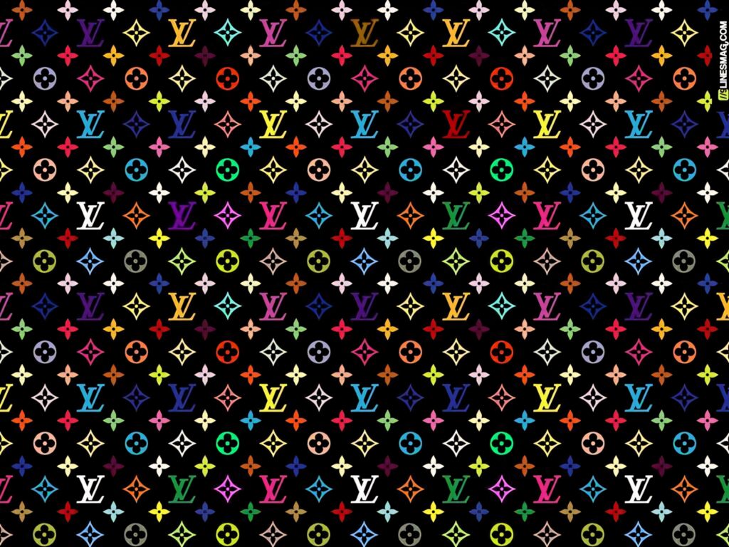 Louis Vuitton vibrant multicolor pattern wallpaper on sleek black background for fall decor
