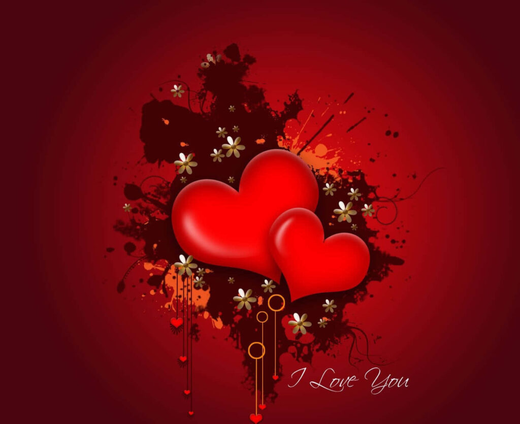 Vibrant Heart Wallpaper: Love in Floral Art - I Love You Design