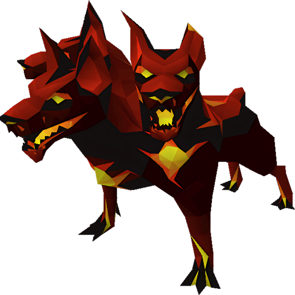 Vibrant Low Poly Cerberus Artwork: Modern Three-Headed Dog Design Wallpaper