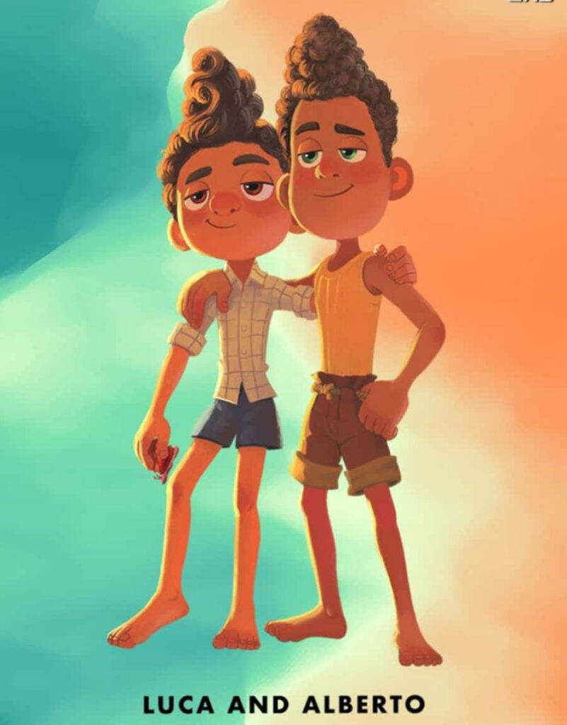 Vibrant Luca and Alberto Wallpaper: Cheerful Adventure Background
