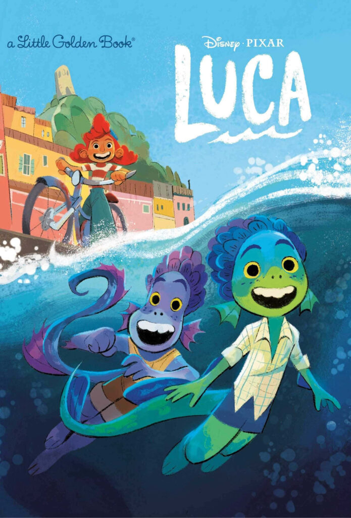 Vibrant Luca Wallpaper: Adventurous Characters by Seaside Village