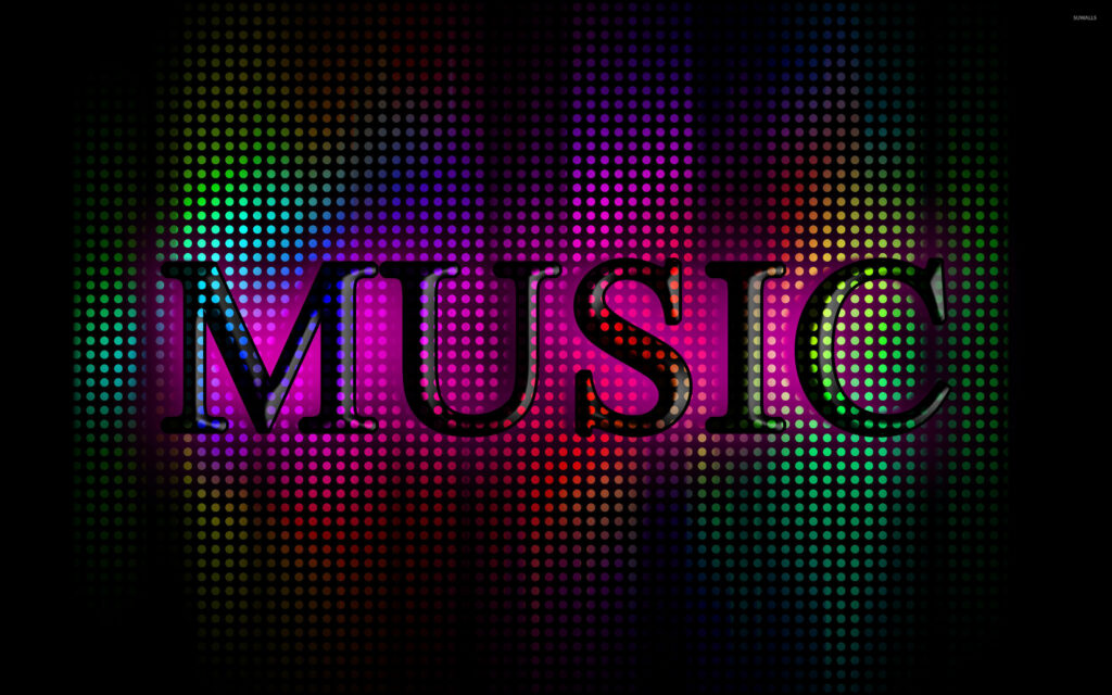 Vibrant Music Wallpaper: Bold Design with Glowing Dots Background