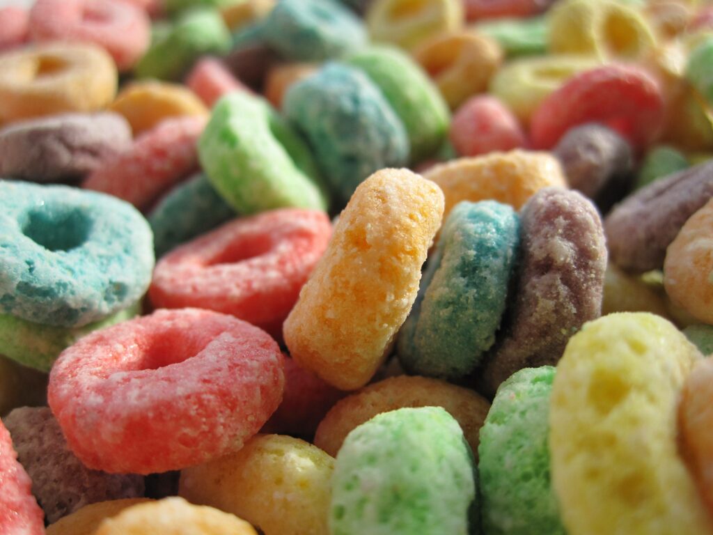 Vivid Macro Shot of Colorful Cereal Rings - Textured Wallpaper