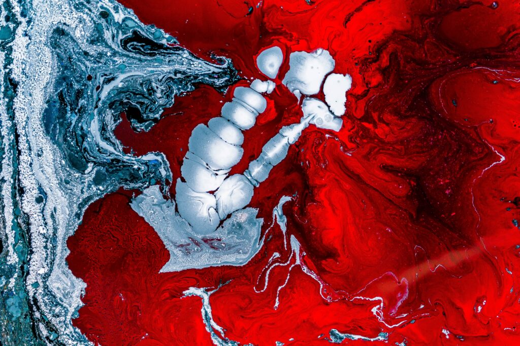 Stunning Red & Silver Liquid Swirl Abstract Wallpaper | 4378x2919