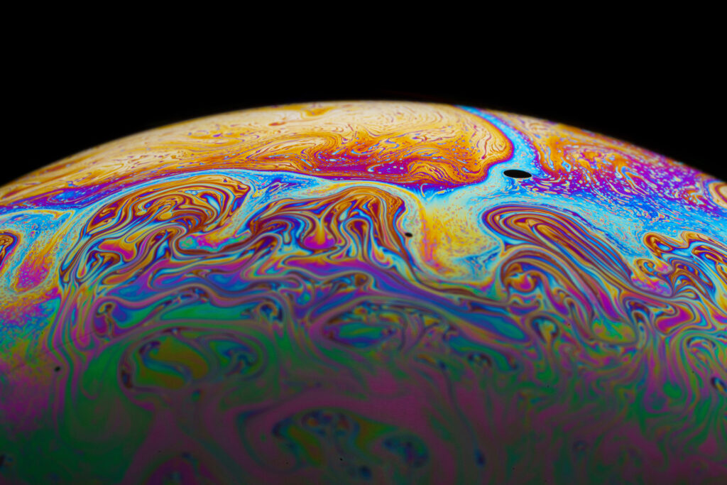Vibrant Soap Bubble Macro Wallpaper with Intricate Patterns