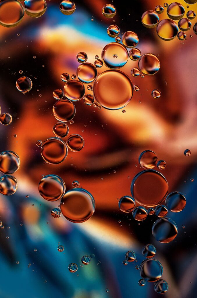 Vibrant Macro Wallpaper: Transparent Bubbles on Colorful Abstract Background
