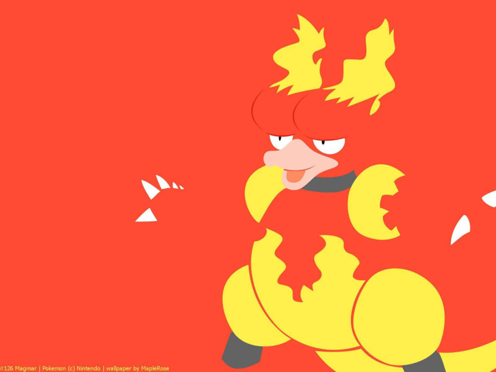 Vibrant Vector Magmar Wallpaper on Bold Red Background