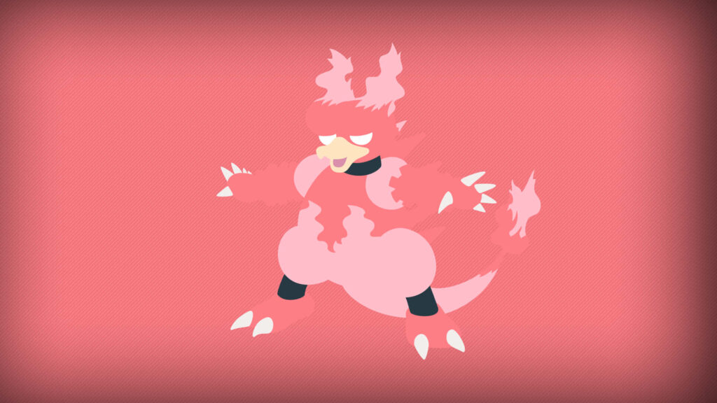 Stylized Magmar Wallpaper: Vibrant Pink Background & Bold Design