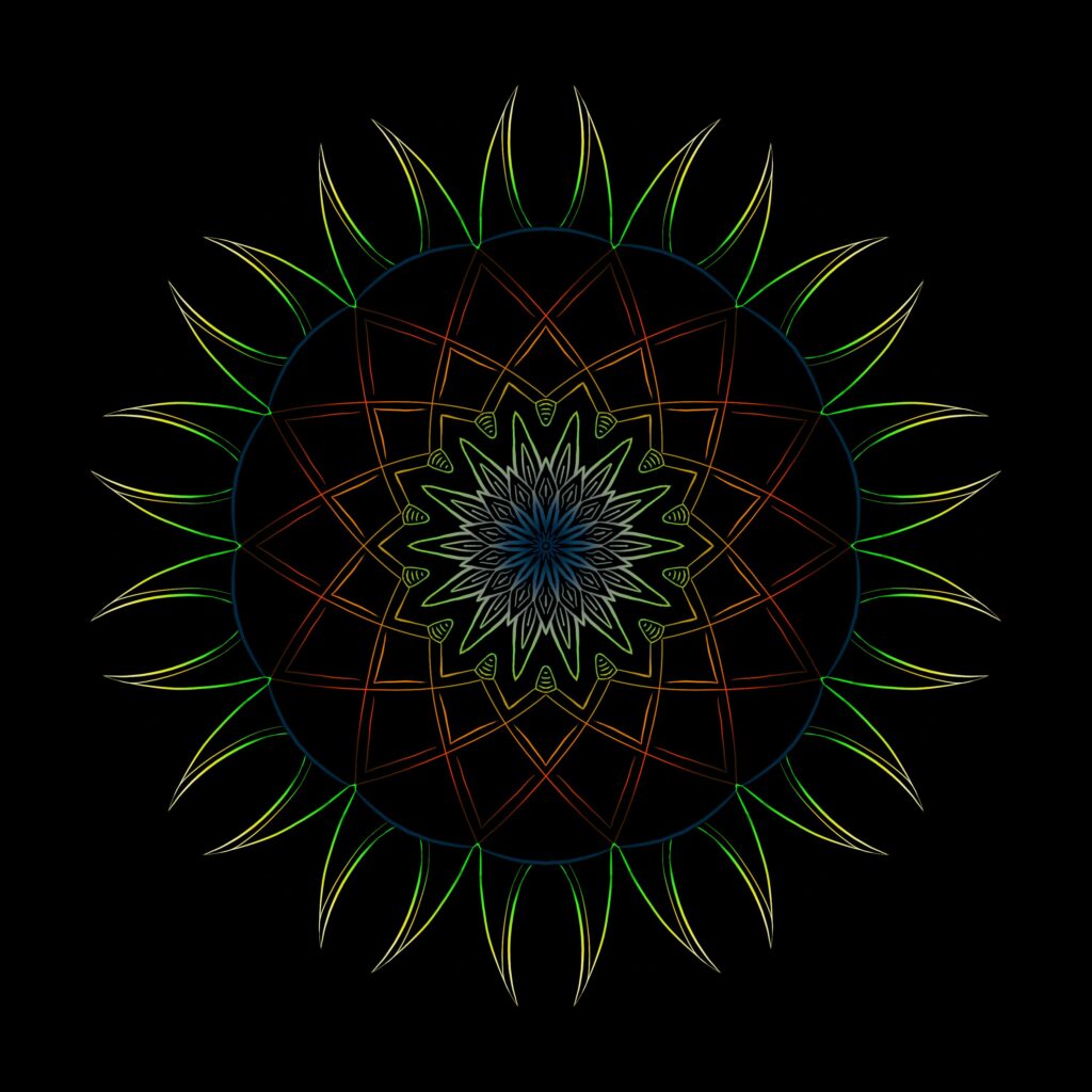 Vibrant Mandala Wallpaper: Intricate Patterns on Black Background