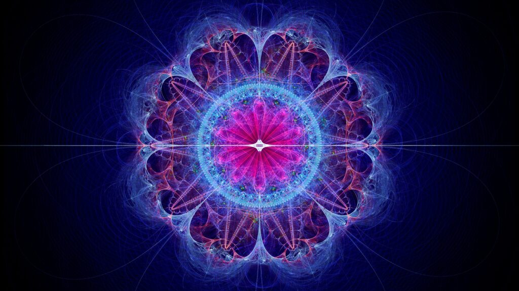 Vibrant Mandala Wallpaper: Colorful Fractal Design on Dark Background