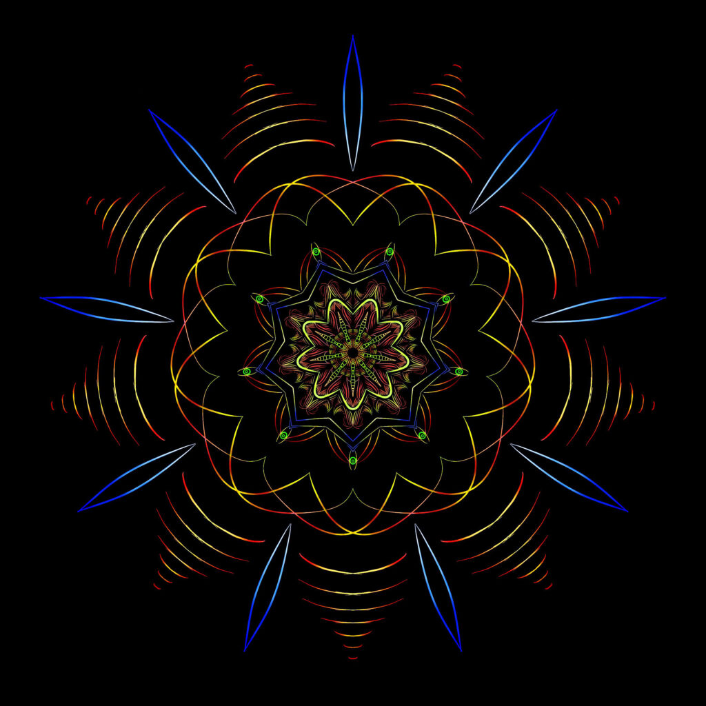 Vibrant Mandala Wallpaper: Intricate Abstract Design on Dark Background