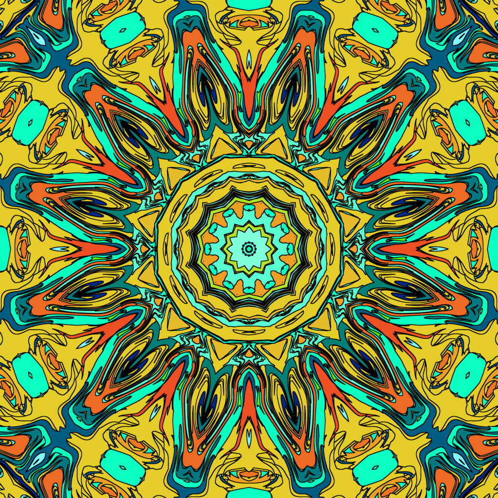 Vibrant Kaleidoscopic Mandala Wallpaper in Bright Colors