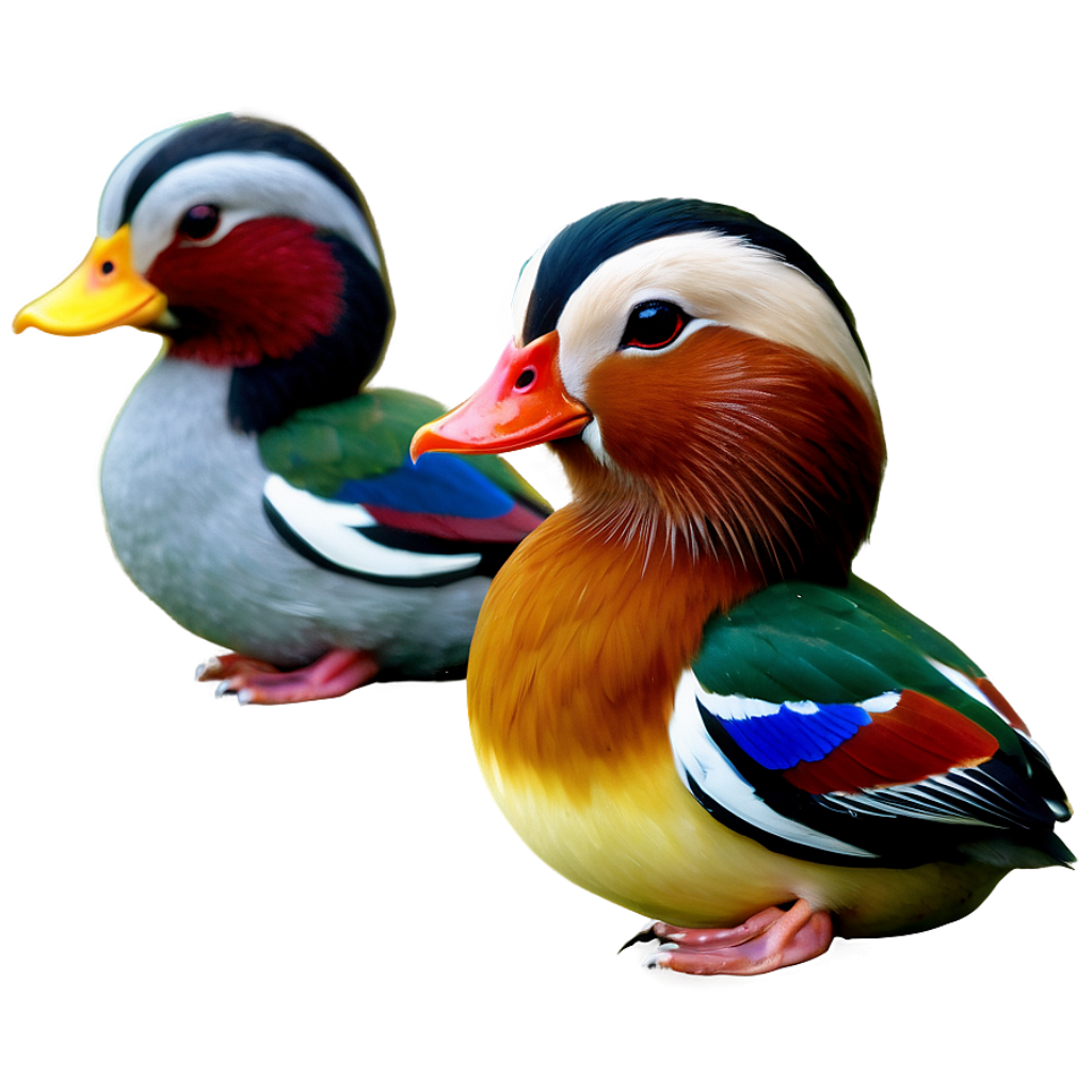 Vibrant Mandarin Ducks Wallpaper: Strikingly Colorful Plumage Background