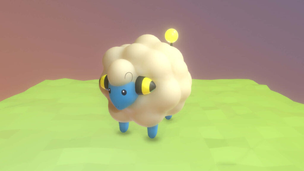 Vibrant 3D Mareep Pokémon Wallpaper on Soft Gradient Background