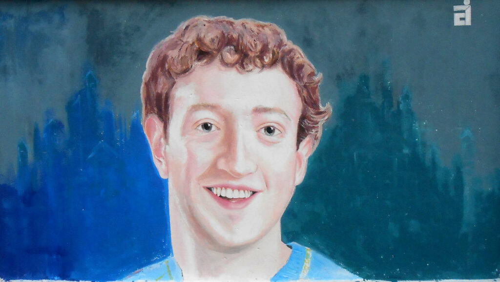 Artistic Mark Zuckerberg Portrait Wallpaper - Vibrant Paint Background