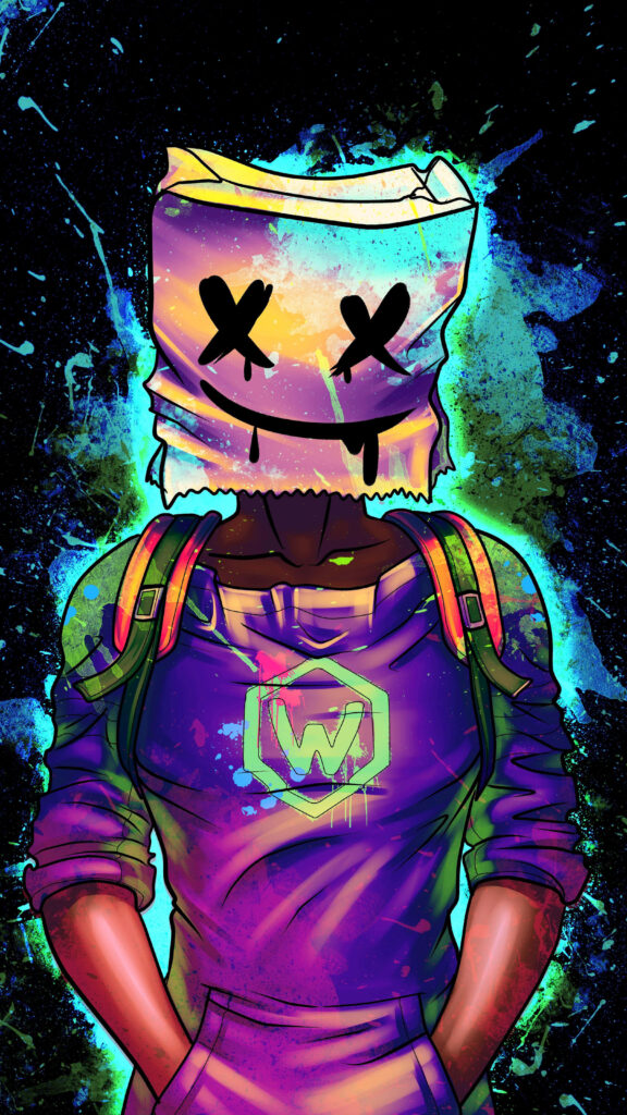 Vibrantly Colorful Marshmello Phone Background: A Playful Splash of Marshmello and Phone Aesthetics Wallpaper
