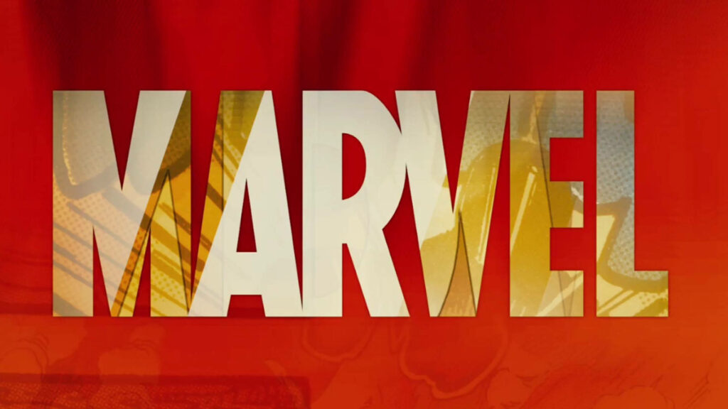 Superhero's Power Unleashed: Marvel Logo Transforming Amidst Vibrant Comic Design Wallpaper