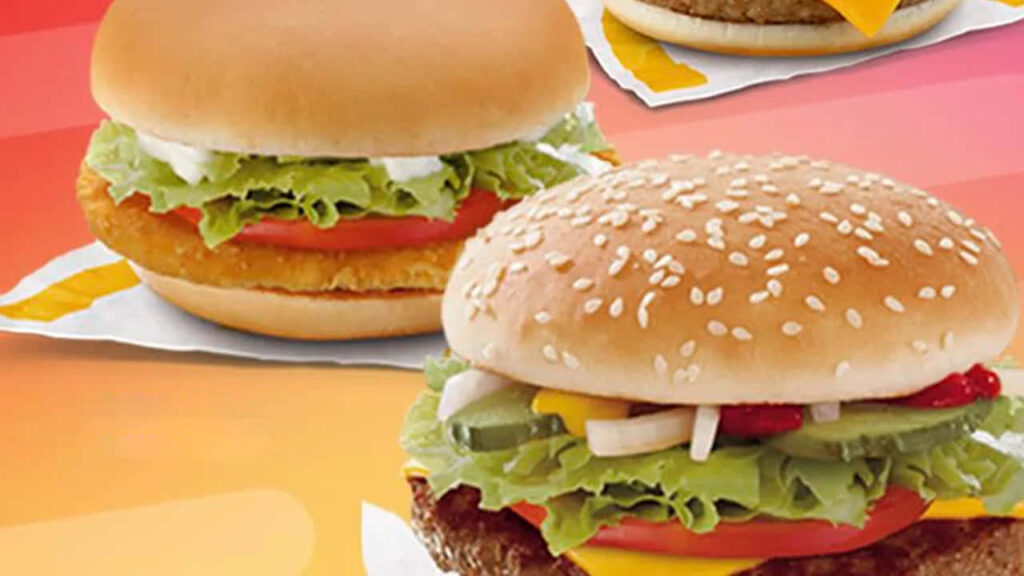 Vibrant McDonald's Burger Wallpaper: Colorful Sesame Bun & Chicken