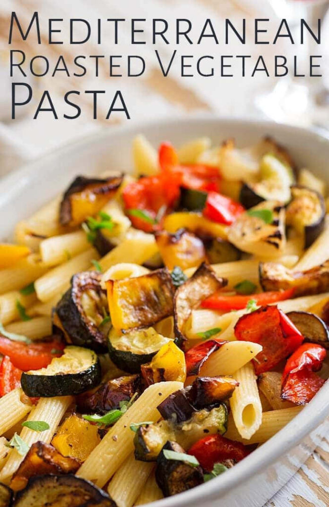 Vibrant Mediterranean Pasta Wallpaper: Fresh Veggies & Herbs Delight