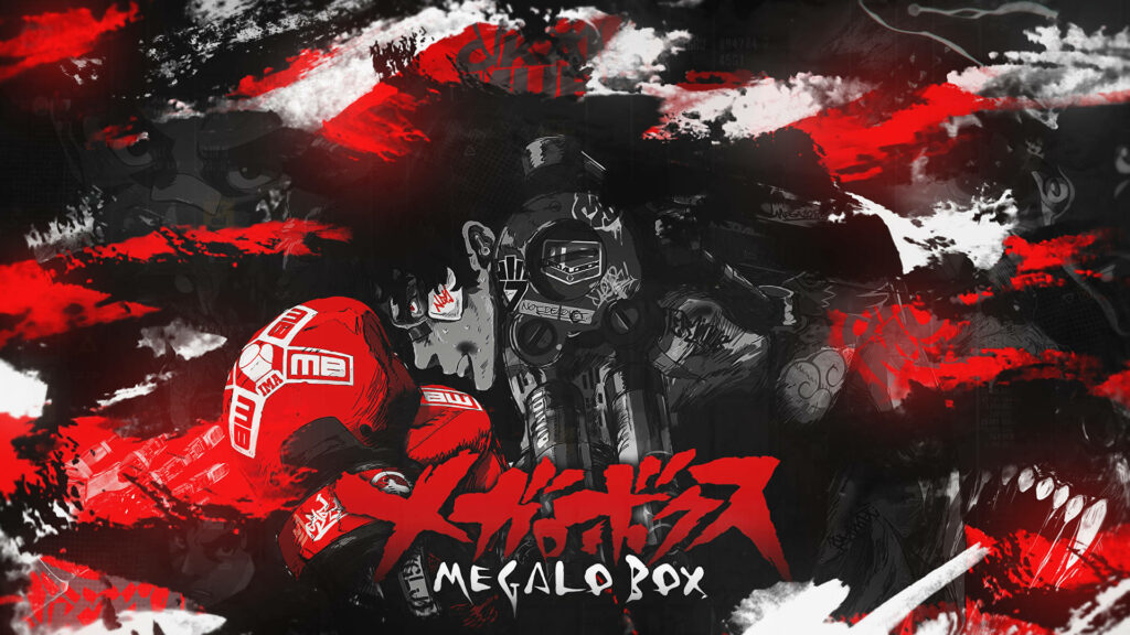 Vibrant Megalo Box Red Collage Wallpaper: Dynamic Art & Bold Design