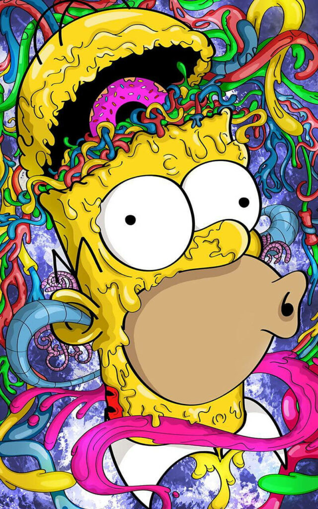 Psychedelic Homer Simpson Art: Vibrant Melting Wallpaper Design