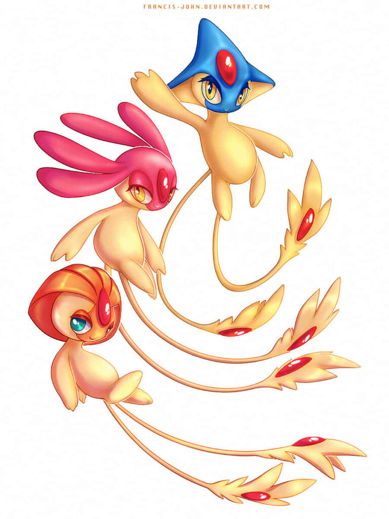 Mesprit, Uxie & Azelf: Vibrant Pokémon Digital Art Wallpaper