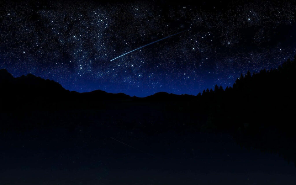 Vibrant Meteor Over Starry Night Sky: Serene Wallpaper Background
